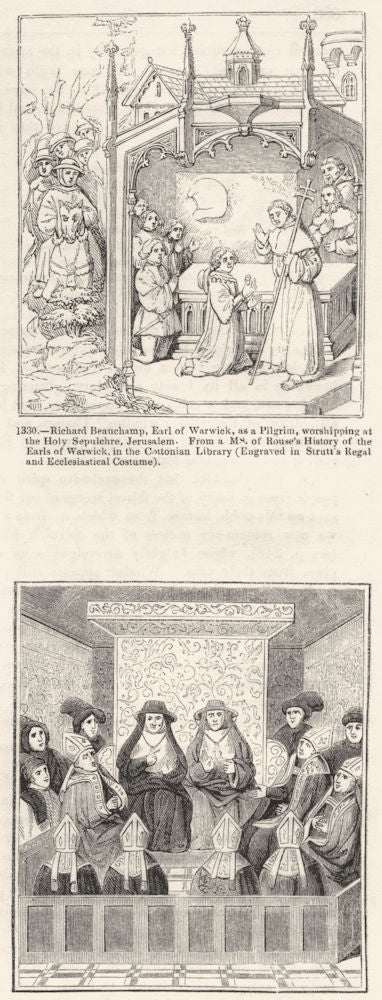 RICHARD BEAUCHAMP, WARWICK. Jerusalem; Convocation 1845 old antique print